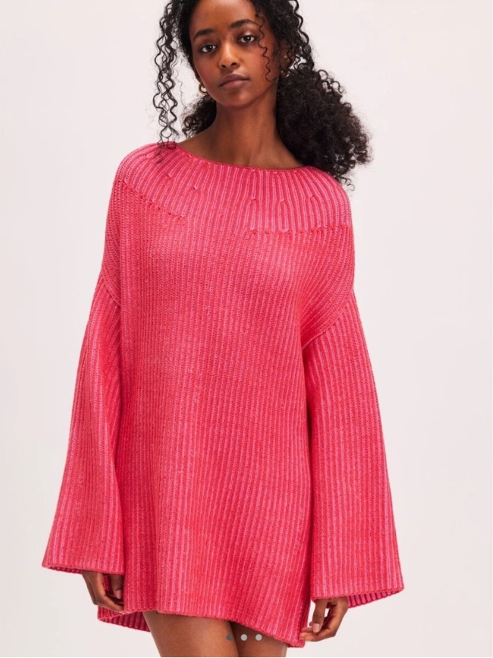 Free People Charlotte Tunic Top Sweater Pink Size Large